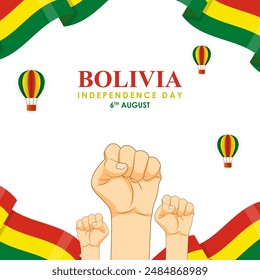 Vector illustration of Bolivia Independence Day social media feed template