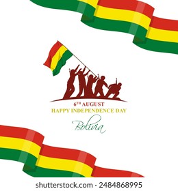 Vector illustration of Bolivia Independence Day social media feed template