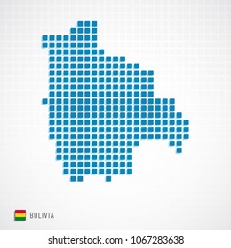 Vector illustration of Bolivia map dotted basic shape and flag icon