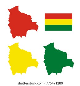 vector illustration of Bolivia map and flag