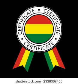 Vector illustration of Bolivia ribbon certificate on black background.