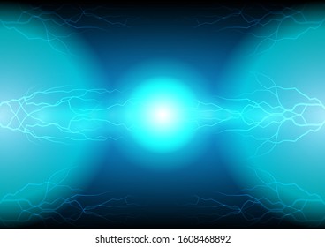 Vector illustration bolt Blue sparkling lightnings technology with electric effect abstract layout with surrounded by luxurious pattern eps10