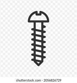 Vector illustration of bolt icon in dark color and transparent background(png).