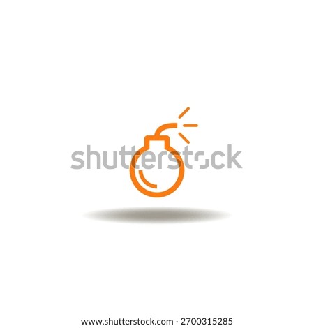 Vector illustration of bomb with a burning fuse. Icon of warning, attention. Symbol of threat. Sign of explosive situation.
