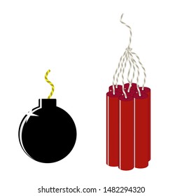 Vector illustration of a bomb with a burning wick