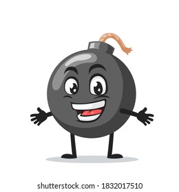 vector illustration of bomb character of mascot open hand