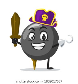 vector illustration of bomb character of mascot wearing pirates costume and holding wooden sword
