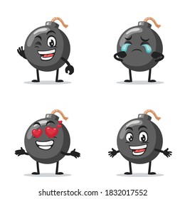vector illustration of bomb character of mascot collection set with expression theme