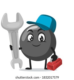 ilustración vectorial del personaje de la bomba de la mascota que lleva disfraz de servicio y llave de mano