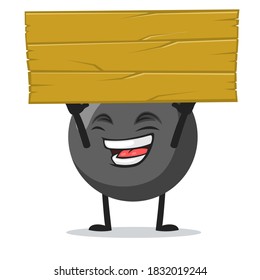 ilustración vectorial del carácter de bomba de la mascota sosteniendo madera en blanco