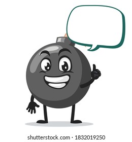 vector illustration of bomb character of mascot says with blank balloon speech