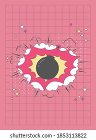 Vektorgrafik von Bombe und Explosion.