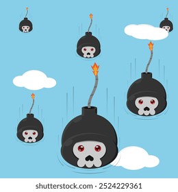 vector illustration of a bomb falling from the sky, great for a logo or sticker.