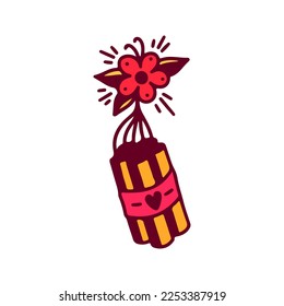 vector illustration of bomb with flowers concept