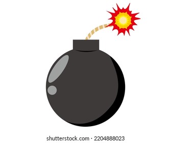 Vector illustration of a bomb with fuse.
