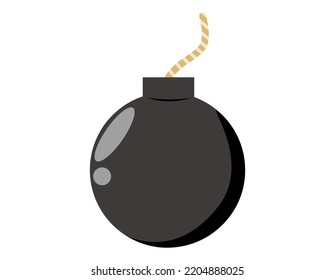 Vector illustration of a bomb with fuse.