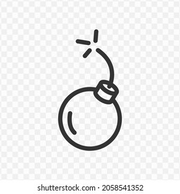 Vector illustration of bomb icon in dark color and transparent background(png).