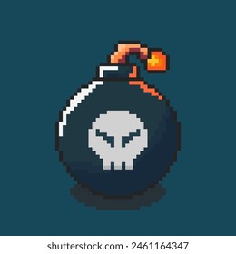 Vektorillustration von Bomb mit Pixel Art Design, perfekt für Spiele Assets Themed Designs