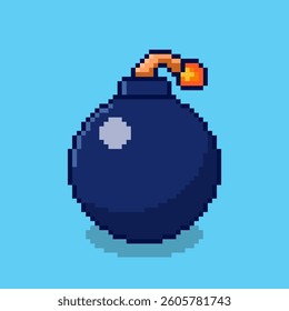 Vector Illustration of Bomb with Pixel Art Design, perfect for game assets themed designs