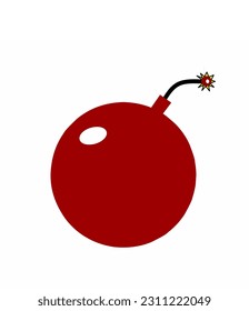 ilustración vectorial de una bomba de color rojo, fondo blanco