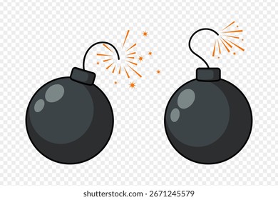 Vector illustration of Bomb set on transparent background