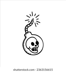 vector illustration of bomb with skull concept