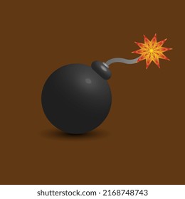 Vektorgrafik einer Bombe mit Funken.  3D-stylisches Design
