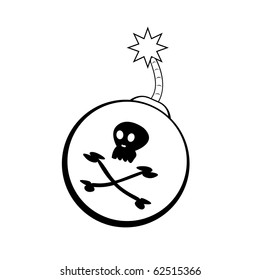 Vector illustration of bomb symbol with skull and bones