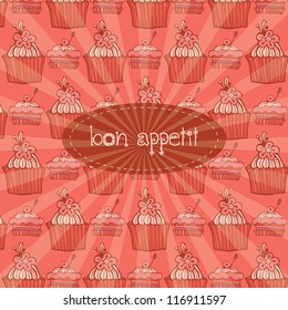 Vector illustration Bon appetit _ cupcake