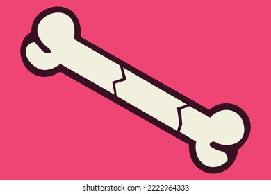 Vector illustration of a bone with a broken pattern connected. Halloween Icon.