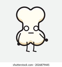Vector Illustration of Bone Character with cute face and simple body line drawing on isolated background