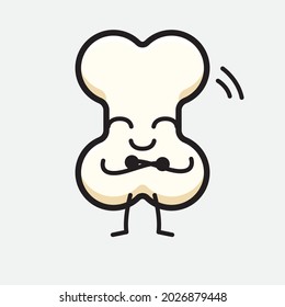 Vector Illustration of Bone Character with cute face and simple body line drawing on isolated background