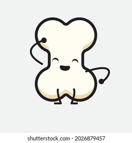 Vector Illustration of Bone Character with cute face and simple body line drawing on isolated background