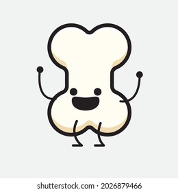 Vector Illustration of Bone Character with cute face and simple body line drawing on isolated background