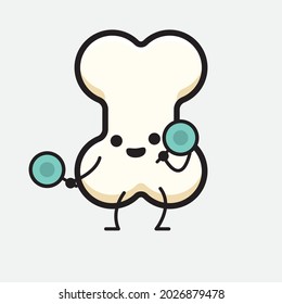 Vector Illustration of Bone Character with cute face and simple body line drawing on isolated background
