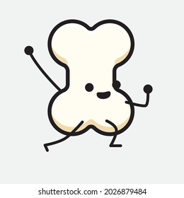 Vector Illustration of Bone Character with cute face and simple body line drawing on isolated background