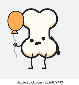 Vector Illustration of Bone Character with cute face and simple body line drawing on isolated background