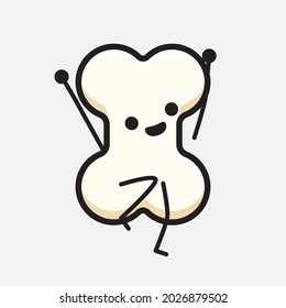 Vector Illustration of Bone Character with cute face and simple body line drawing on isolated background