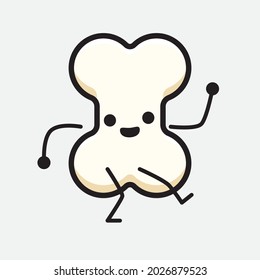 Vector Illustration of Bone Character with cute face and simple body line drawing on isolated background