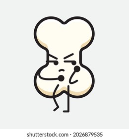 Vector Illustration of Bone Character with cute face and simple body line drawing on isolated background