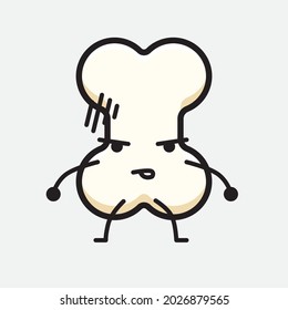 Vector Illustration of Bone Character with cute face and simple body line drawing on isolated background