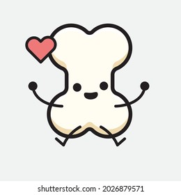 Vector Illustration of Bone Character with cute face and simple body line drawing on isolated background
