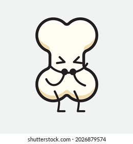Vector Illustration of Bone Character with cute face and simple body line drawing on isolated background