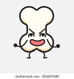 Vector Illustration of Bone Character with cute face and simple body line drawing on isolated background