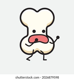 Vector Illustration of Bone Character with cute face and simple body line drawing on isolated background