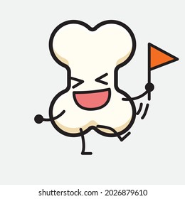 Vector Illustration of Bone Character with cute face and simple body line drawing on isolated background