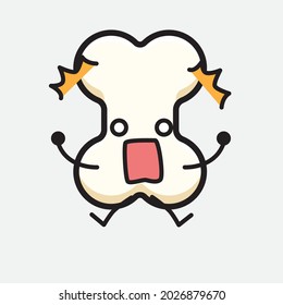 Vector Illustration of Bone Character with cute face and simple body line drawing on isolated background