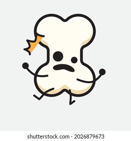 Vector Illustration of Bone Character with cute face and simple body line drawing on isolated background