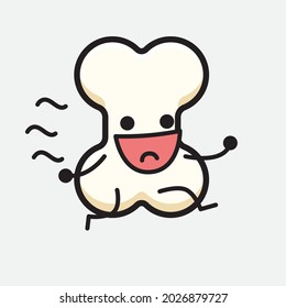 Vector Illustration of Bone Character with cute face and simple body line drawing on isolated background