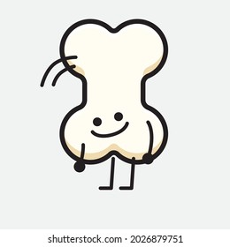 Vector Illustration of Bone Character with cute face and simple body line drawing on isolated background